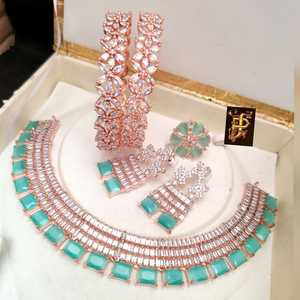 Collier, boucles d'oreilles, bracelets et bagues combinés, pour jolies femmes, création en inde, bijoux de shopping, nouvelle collection - Product Image 5