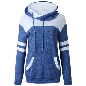 Long Sleeve Kangaroo Pocket Drawstring Hooded Sweatshirt For Women Cowl Neck <b>Pullover</b> <b>Jumper</b> Hoodie - Product Image 2
