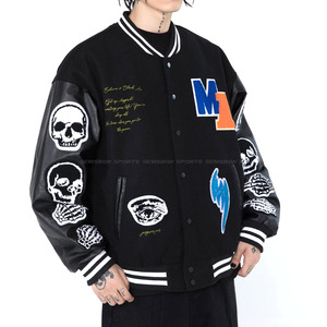 Veste de Baseball résistance pour hommes, Streetwear, en Patchwork, tactique, de blouson bombardier, de haute qualité, nouvel arrivage, blackkair fury crâne - Product Image 3