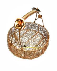 Premium Wholesale Metal Decorative <b>Gift</b> <b>Baskets</b> Customize Your Hamper, Packing, and Wedding <b>Gifts</b> with Golden Elegance - Product Image 1