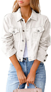 แจ็กเก็ตหนังแกะหลากสีสำหรับผู้หญิงแจ็กเก็ตยีนส์ผ้าฝ้ายปักลาย - Product Image 4