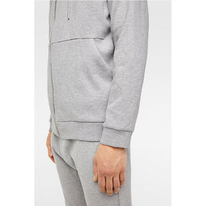 Grey Coat Pant Slim Fashion <b>Men's</b> Jogging 2 Piece Pullover pockets Workout Sportswear Zipper Cotton Fleece Tracksuit - Product Image 4