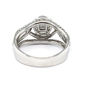 Bague de mariage classique fantaisie en or blanc massif 18 carats avec diamants synthétiques en pavé, vente en gros Hong Kong, pour femme, idéale pour les fêtes - Product Image 3