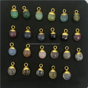 10 pierres précieuses lisses, breloques en or plaqué - Product Image 4