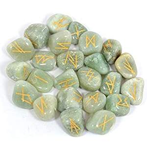 Ensemble de runes d'aventurine verte naturelle vente en gros de pierres précieuses de guérison cristal Agate Aventurine verte ensembles de pierres runiques - Product Image 1