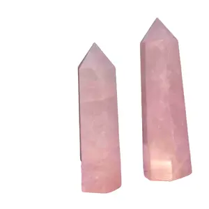 Натуральный высококачественный красивый драгоценный камень обелиск столб розовый кварц точечный розовый кварц башня палочка для коллекции подарок
