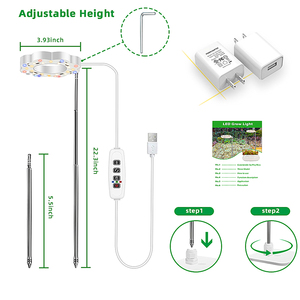 ไฟ LED สำหรับปลูกพืชแบบเต็มสเปกตรัมพร้อมคลิปติดโต๊ะสวิตช์อัตโนมัติและท่อปรับได้ - Product Image 3