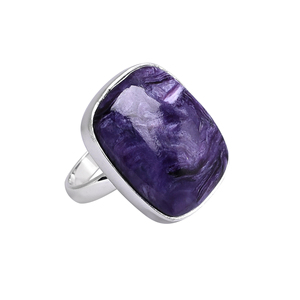 Anillo de piedras preciosas naturales de charorita, hecho a mano, Plata de Ley 925 - Product Image 2