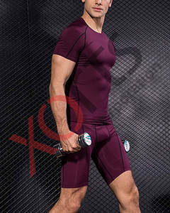 Conjunto de gimnasio para hombre, camiseta de compresión, pantalones cortos, ropa de Fitness - Product Image 4