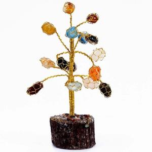 Life Tree Natural Multi Onyx Quartz Crystal Tree <b>Stone</b> Cluster Crystals Copper Money Tree Wrapped on Blue Ceramics <b>Vase</b> Crystal - Product Image 3