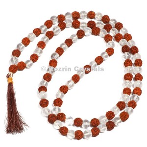 Rudraksha con cristal japonés Mala a bajo precio | Obtener Rudraksha con cristal japonés Mala - Product Image 1