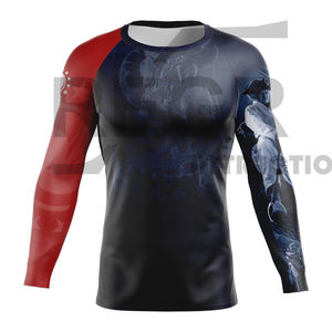 Sport Shirt Rash Guard Bjj Fabric Custom Free Design Long Sleeve Plain Polyester Wholesale <b>Men</b> Sublimation Customised OEM Gsm - Product Image 6