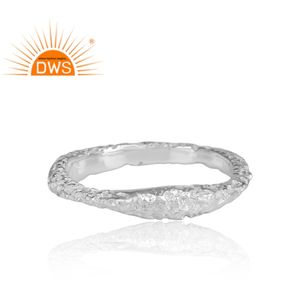 Bague éternelle en argent sterling 925 texturée faite à la main, fournisseur de bijoux en argent de créateur, collection classique en gros - Product Image 3