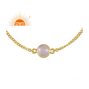 Bracelet en argent Sterling, pierres précieuses, Quartz Rose naturel, plaqué or, fabrication de bijoux, 10 pièces - Product Image 1