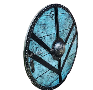 Armadura Medieval Hecha a Mano, Escudo Vikingo Redondo de Madera, Colgante de Pared, Inspirado en Lagertha, 24 Pulgadas - Product Image 5