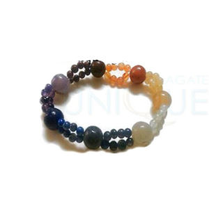 Chakra Stones Bracelet de pierres précieuses extensible à double ligne Cadeau d'affaires fait à la main au prix de gros des exportations Prime Agate - Product Image 1