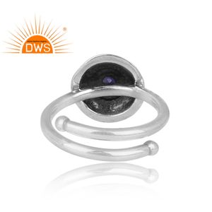 Pretty Iolite Gemstone Prong Set <b>Ring</b> Wholesale Oxidized Jewelry Supplier New Design Sterling Silver <b>Adjustable</b> <b>Ring</b> - Product Image 4