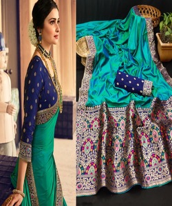 Banarasi soie Jacquard Saree avec chemisier femmes portent des dames fête Festival tenue quotidienne doux coton soie Sari en gros bas prix ethnique - Product Image 5