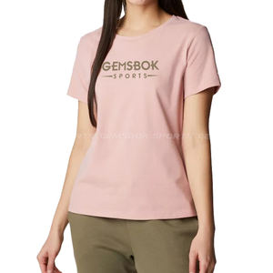 เสื้อยืดคอกลมแบบคลาสสิกสำหรับผู้หญิง,เสื้อยืดพิมพ์ลายโลโก้ที่กำหนดเองได้ทำจากผ้าฝ้าย100% สวมใส่สบายมีสไตล์ - Product Image 1