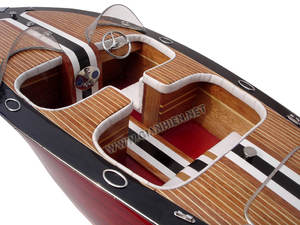 Modèle de bateau à moteur en bois SAETTA CLASSIC BOATS, artisanat décoratif pour la maison, peint à la main, artisanat vietnamien, boîte incluse - Product Image 5