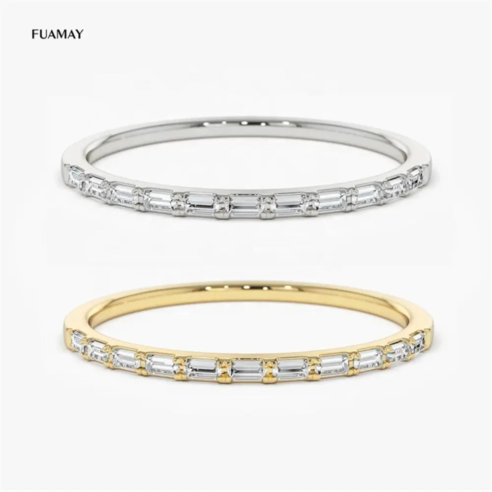 FUAMAY — bijou empilable en or 18K, anneaux Ultra fins, demi-éternité, diamant à empiler