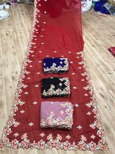 เสื้อส่าหรีดีไซน์เนอร์บอลลีวู้ดผ้าไหมเนื้อนุ่มพิมพ์ลายดิจิตอลสีแสดด้วยเสื้ออินเดีย - Product Image 2