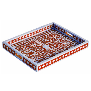 Diseño de bandeja con incrustaciones de hueso Patrones florales El tamaño de los colores se puede personalizar Bandeja para servir con incrustaciones de hueso Bandejas de hueso indio - Product Image 6