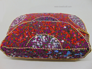 handmade Orange & Multi gravel stone mosaic stone <b>Clutch</b> Bag purse handbag <b>Wedding</b> Party Crystal <b>Clutch</b> Purses evening bag fo - Product Image 4