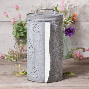 Distributeur de serviettes en papier en métal perforé galvanisé Porte-serviettes en zinc patiné - Product Image 1