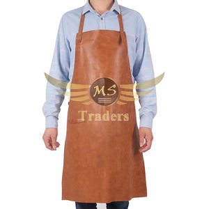 Delantal de carpintero de cuero genuino Delantal más vendido Logotipo personalizado Tocador impermeable Jardinería Delantal de herramientas de cuero encerado - Product Image 1