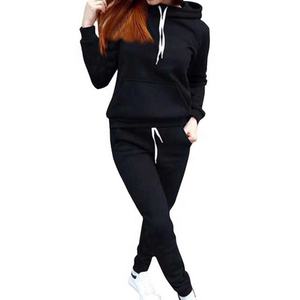 Nouvel ensemble de survêtement pour femme avec capuche, design personnalisé, logo brodé, haut et bas, 100% coton, pour le sport, la gym, la détente - Product Image 3