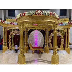 Srilankan D'or Décoration De Mandap De Mariage Unique De Mariage Hindou Décoratif Or Mandap Glamour De Cérémonie De Mariage Indien Mandap - Product Image 1