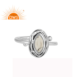 Marquise Cut Howlite Gemstone Oxidized <b>Ring</b> Weddings Jewelry Supplier 925 <b>Sterling</b> <b>Silver</b> <b>Adjustable</b> <b>Ring</b> Woman's Jewelry - Product Image 1