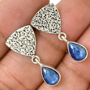 ต่างหูห้อยอัญมณี kyanite ธรรมชาติรูปลูกแพร์925แข็งเงินสเตอร์ลิงต่างหูอัญมณีธรรมชาติเครื่องประดับแฮนด์เมดสำหรับเธอ - Product Image 1
