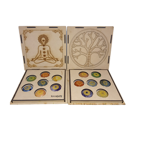 Chất Lượng Tốt Nhất 7 <span class=keywords><strong>Chakra</strong></span> Hình Dạng Tròn <span class=keywords><strong>Reiki</strong></span> Đặt Đá Quý Tự Nhiên Rune Đặt Cho Số Lượng Lớn Xuất Khẩu Yoga Thiết Kế Hộp Tấm - Product Image 6