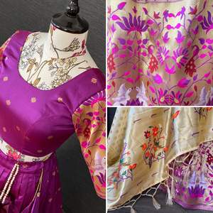 Jacquard Paithani Lehenga Choli, embellecedor con todo el trabajo de Zari, R & D, exportación, viene con Micro interior de algodón y lona en el interior - Product Image 3