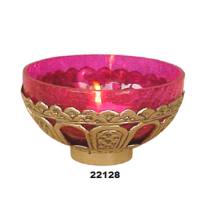 Handmade Vintage <b>Glass</b> & Brass Tealight Votive <b>Holder</b> With Bowl Shaped for Home Decoration - Product Image 1