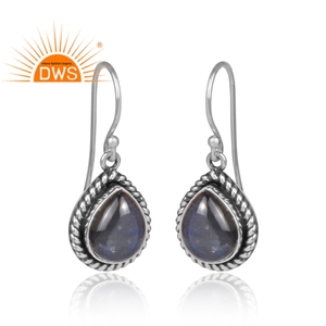 Natural Pear Cut Labradorite Gemstone <b>Earrings</b> Jewelry Manufacturer Set Oxidized Silver <b>Handmade</b> <b>Earrings</b> Jewelry - Product Image 2