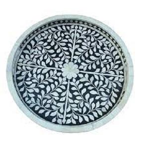 Vente chaude Antique rond Bone Inlay Plateau En Gros Plateau De Service En Bois pour Cuisine Maison Hôtel avec Design Indien pour la Nourriture - Product Image 5