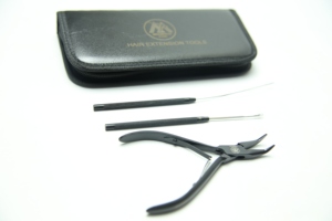 Mayra 5 pouces Micro Ring Cur Pliers Kit Acier Micro Ring Loop/Aiguilles de traction et Extension de cheveux Outil de perlage Noir - Product Image 5