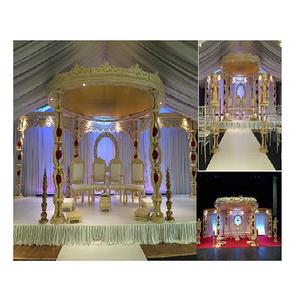 Élégant en bois Vintage mariage Mandap indien mariage événement Aashiqui Mandap concepteur Lotus pilier en bois mariage Mandap - Product Image 1