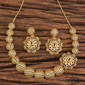 Online Exporter & Manufacturer of Cz Classic American Diamond <b>Necklace</b> with Gold Plating for Womens - Product Image 1