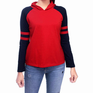 Sudadera con capucha de cuello redondo para mujer, ropa con logotipo personalizado de dos tonos, de manga grande/regular, informal - Product Image 3