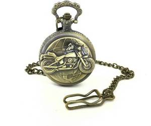 Montre de poche en laiton antique avec boîte en bois montre analogique dorée longue chaîne cadeaux uniques pour hommes montre de poche en laiton doré CHLW034 - Product Image 2