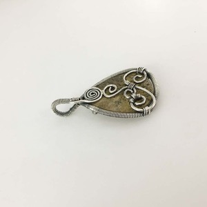 925 Argent Image Jaspe Pierres Précieuses Poire Pendentifs 925 Argent Pendentifs Hommes Fine Jewelry Silver Wire Rapped Rough Pendentifs Collier - Product Image 5