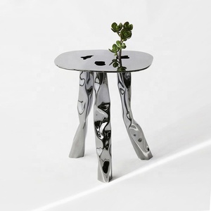 <b>Round</b> Handmade Metal Stainless Steel <b>Table</b> Luxury All Metal of Type <b>Table</b> Usage Office Home Room Restaurant <b>Round</b> Made in India - Product Image 1