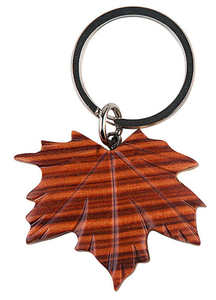 Llavero de Madera con Arte de Intarsia: Hojas de Arce - Product Image 3