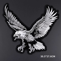 Patch thermocollant en feutre non tissé de haute qualité, grandes ailes d'aigle, broderie 3D à sequins, pour motard, moto, DIY, à coudre, écologique, pour vêtements