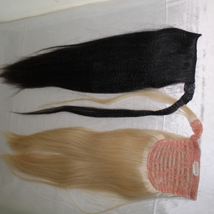 Belle machine d'extensions de cheveux humains vierges Remy 100% Double trame queue de poney ruban pré-collé vague naturelle droite vietnamienne - Product Image 2