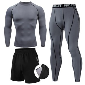 3 unids/set de los hombres de Yoga de manga larga conjunto de traje de gimnasio ropa elástica de baloncesto entrenamiento Fitness corriendo ropa deportiva - Product Image 3